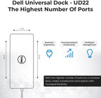 UD22 Dell Docking Station Dual Monitor Bundle - USB-C/USB-A Universal Dell Dock for Laptops Comes with 130W Adapter + Anyhdd HDMI  DisplayPort  USB-C Cables & Cloth - Supports Dual/Triple/4 Monitors
