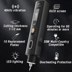 2-in-1 Ultrasonic Cutter, 35w Handheld Lightweight Ultrasonic Knife, withable 50 Blades and OLED Display, Suitable for 3D Printing Models of Plastic, Wood, Resin, Polyethylene and Leather