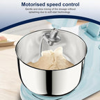 Camic Stand Mixer, 4.2QT+5.3QT Two bowls Electric Food Mixer, 10 Speeds with Digital setting 3-IN-1 Kitchen Mixer for Baking Cakes Cookie Bread Salad with Egg Whisk,Dough Hook,Flat Beater (Blue)