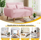 JAMFLY Pink Loveseat Sofa, 47.2'' Modern Small Space Sofa Set, High Density Sponge, Linen, Wood, 350 lbs Capacity