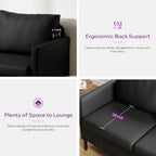 TYBOATLE Faux Leather Modern Small Couches for Small Spaces, Comfy Upholstered Love Seat for Bedroom, 2 Seater Mini Couch for Apartment, Dorm, Office, Black