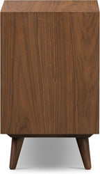 Poly & BARK Cura 22” Nightstand – Solid and Veneered American Black Walnut Bedside Table with Soft‑Close Drawers, Cord Management Cut‑Out and Splayed Solid Walnut Legs
