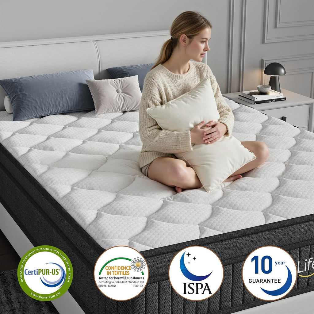 12 Inch Multilayer Hybrid Queen Mattress|Cochones Mattress|Nectar Mattress|Medium Firmness|Cool and Breathable|Individual Pocketed Springs for Motion Isolation| in a Box