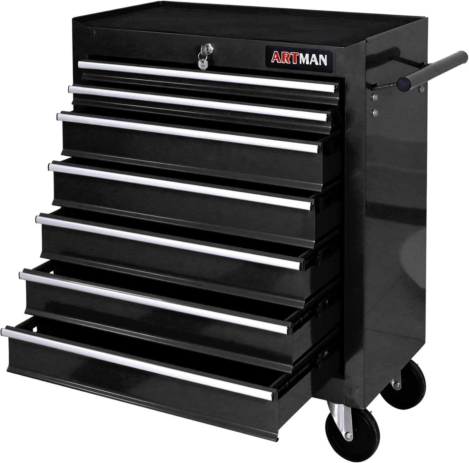 7 Drawers Rolling Tool Cart on Wheels, Multifunctional Organizer Tool Chest Tool Case, Trolley Tool Storage Tool Box for Workshop,Garage,Repair Shop (7 Drawers 24.2" W×12.9" D×29.9" H-Black)