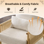 Karl home Cozy Chenille Accent Chair with Lumbar Pillow & Rattan Arms Modern Lounge Chair for Living Room, Bedroom, Reading Nook, Gray