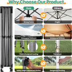 COBIZI 10x15 Pop up Canopy Gazebo 3.0  Easy up Heavy Duty Canopy with 4 Removable Sidewalls  High Stability  All Weather Sunshade 100% Waterproof Outdoor Canopy Tents  White
