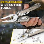 BIBURY Titanium Alloy Multitool with Damascus Knife, EDC Multi tools with Replaceable Wire Cutters, Scissors, Screwdriver Bits, Titanium Handle Multi-Tool for Camping, Survival, Repair - BI2049TI