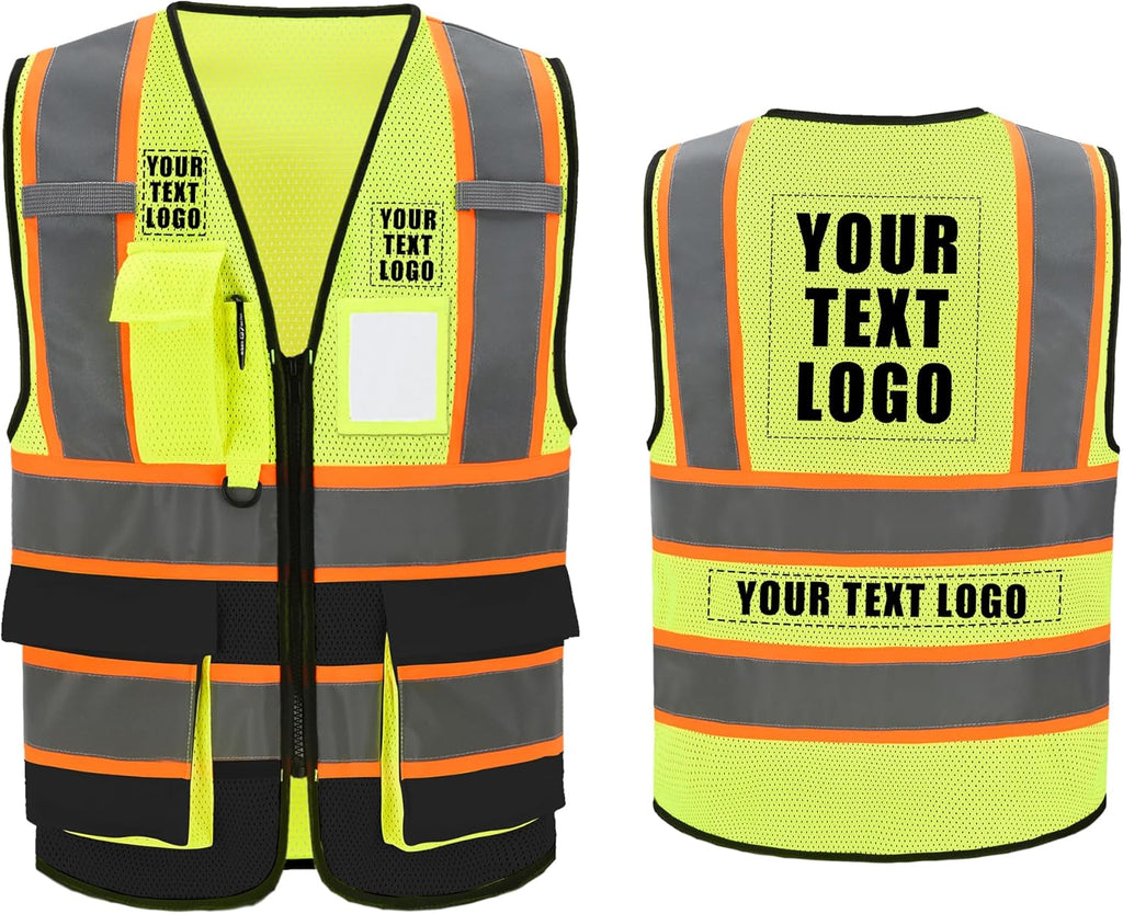 A-SAFETY Mesh High Vis Vest Lightweight Reflective Construction Vest with Pockets Safety Vest for Men/Women