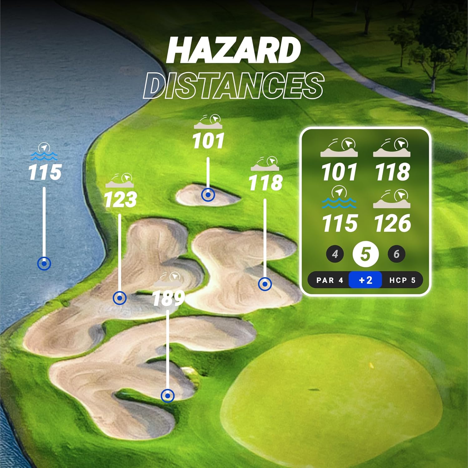 Blue Tees Golf Ringer - Magnetic Golf GPS Handheld  Touch Screen Display  Water Resistant Golf Distance Range Finder  40 000+ Preloaded Courses  10+ Hours Battery  Built-in Magnetic Strip