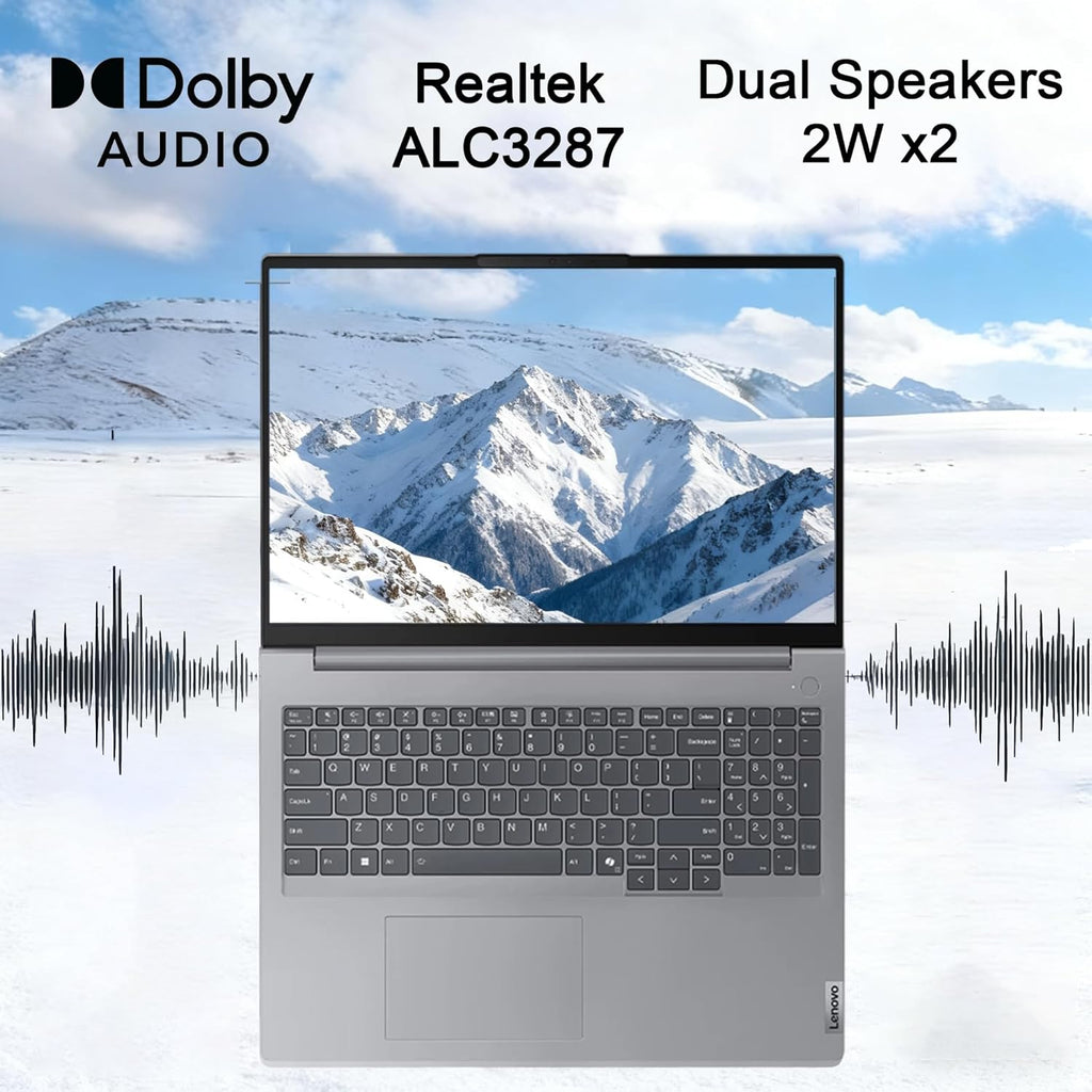 Lenovo ThinkBook 16 Gen 7 Business Laptop (16" FHD+ Anti-Glare  AMD Ryzen 5 7533HS (> i7-1255U)  16GB DDR5 RAM  512GB SSD)  Fingerprint Reader  Webcam  Ethernet  Wi-Fi 6  Win 11 Pro w/ Copilot  Grey