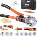 HZLZRZ Pro Press Copper and PEX Pipe Crimper Kit: 8 dies Set with Dies for 1/2" 3/4" 1" Copper Pipe ASTM F1807 PEX Copper Rings (5 Sizes 3/8" to 1"), Professional Tool for Plumbing Systems(YQK/1632B)