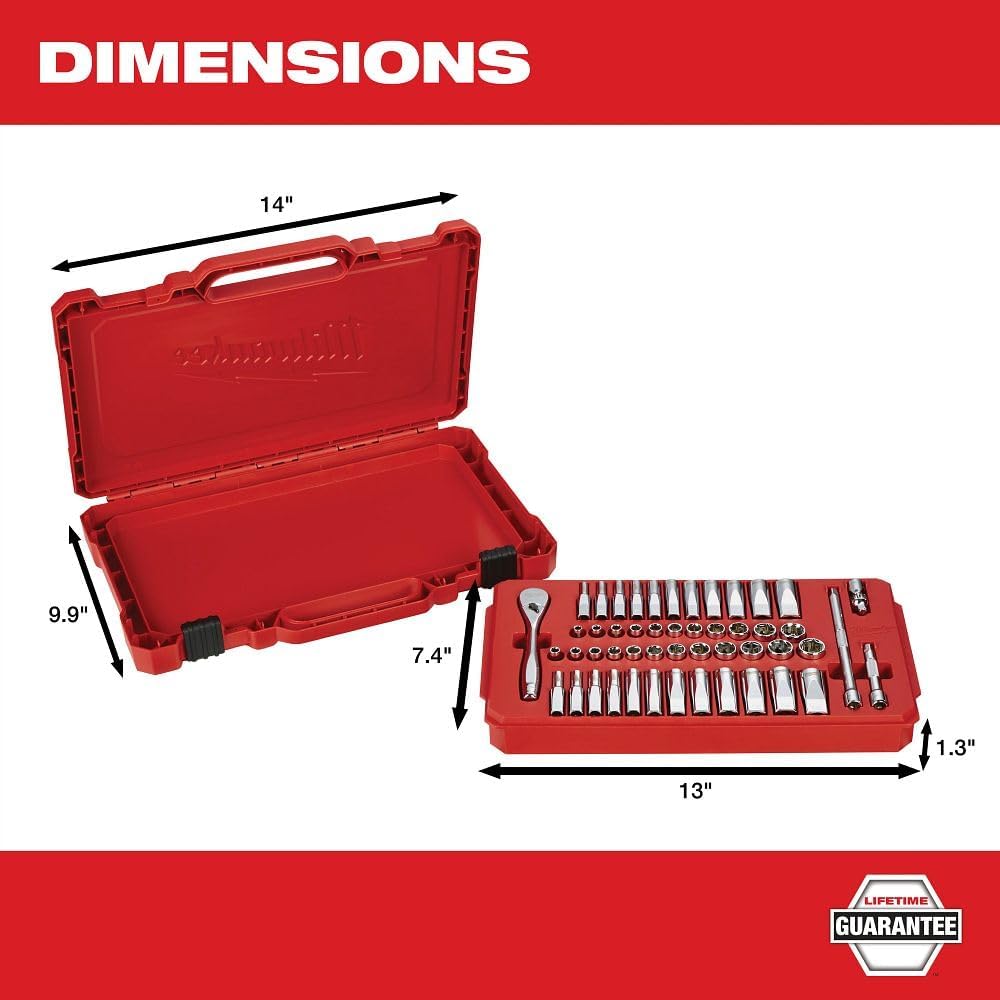 Milwaukee Electric Tools MLW48-22-9004 1/4In Ratchet & Socket Set - SAE & Metric