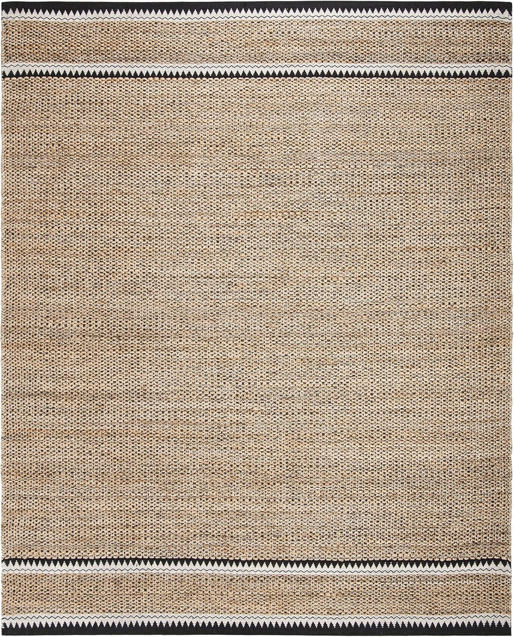 SAFAVIEH Natural Fiber Collection Area Rug - 9' x 12', Natural & Black, Handmade Farmhouse Boho Coastal Rustic Jute, Ideal for High Traffic Areas in Living Room, Bedroom (NF874B)