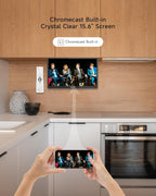 SYLVOX Kitchen TV  Small Smart TV for Kitchen  15.6 inch 1080P Full HD Under Cabinet TVs  Google Smart Television with Voice Remote Control WiFi Bluetooth Chromecast 2 Speakers  Compact & Foldable