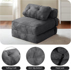 tantohom Folding Sofa Bed, Convertible Sleeper Chair with Pillow Foldable Mattress with Back Support,Space-Saving Sofa for Living Room,Bedroom (Dark Gray)