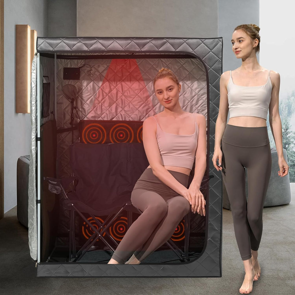 Full Body Portable Personal Infrared Saunas for Home  2 Person Sauna Tent  at Home Sauna  Portable Infrared Sauna Two-Person Sauna Tent with 2 Foldable Chairs  Remote Control