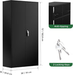 Greenvelly 72" H Metal Storage Cabinet, 36" W x 18" D Black Locking Metal Cabinet Garage Storage Cabinet with Doors and 4 Adjustable Shelves, Lockable Steel Cabinets for Home Office, Garage, School