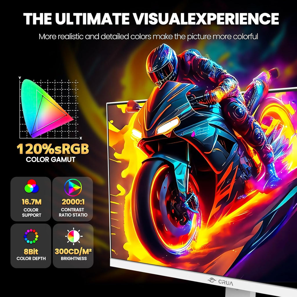 CRUA 27” Gaming Monitor  IPS UHD 3840x2160 4K 160Hz / FHD 320Hz Dual Mode White Computer Monitor  Rotating/Pivot & Height-Adjustable  AMD FreeSync  Built-in Speakers  PIP/PBP  HDMI 2.1 & DP 1.4
