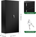 Greenvelly Metal Cabinet with Lock,72" Metal Storage Cabinet with 2 Doors and Adjustable 4 Shelves, Locking Cabinet for Home Office, Garage(36" W x 18" D)