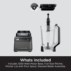Ninja Professional Blender | Smoothie Blender, Drink Mixer, Grinder, Ice Crusher | Total Crushing™ Technology, Auto-iQ™ Smart Presets, Professional 1200W Power, XL 72oz Pitcher | Dark Grey | BR201AMZ