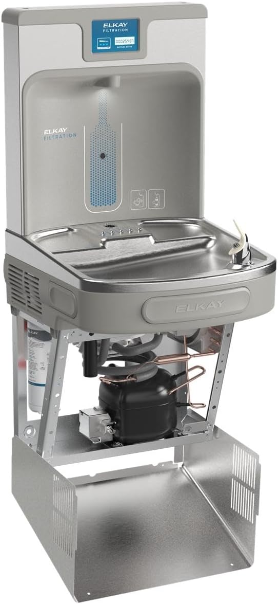 Elkay LZS8WSLK Filtered Fountain & EZH2O Bottle Filling Station, Lt. Gray, 120V