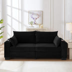 Anwick 78" Corduroy Small Couches for Living Room, Modern Upholstered Loveseat Sofa with USB & Cup Holders, Side Pocket, Soft Deep 2-Seater Sofa Couch for Living Room Bedroom Office Apartment (Black) | USB, Cup Holders, Side Pocket