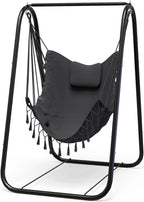 G TALECO GEAR Hammock Chair with Stand,Heavy-Duty and Rustproof Hanging Chair with Stand,Hammock Swing Chair Stand,for Indoor Outdoor Patio Yard Garden Porch (Grey)