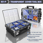 4 Tier Stackable Rolling Tool Box with Wheels | Modular Tool Organizer Box Storage System | Portable Tool Box with Drawers | Tough and Durable | For Garage Storage | Home Repairs | Professional Work