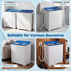 Giantex Portable Washing Machine, 20LBS Twin Tub Mini Compact Laundry Washer Spinner Combo with Drain Pump, 12Lbs Washer and 8Lbs Spinner for Apartments, RVs, Dorms, Blue+White