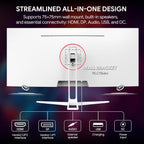 CRUA 34'' Ultrawide Gaming Monitor 120HZ  21:9 WFHD 2560X1080 IPS Panel Computer Monitors with Built-in Speakers  Support AMD FreeSync  120% sRGB  DP1.4 & HDMI1.4  Wall Mountable Installs-White