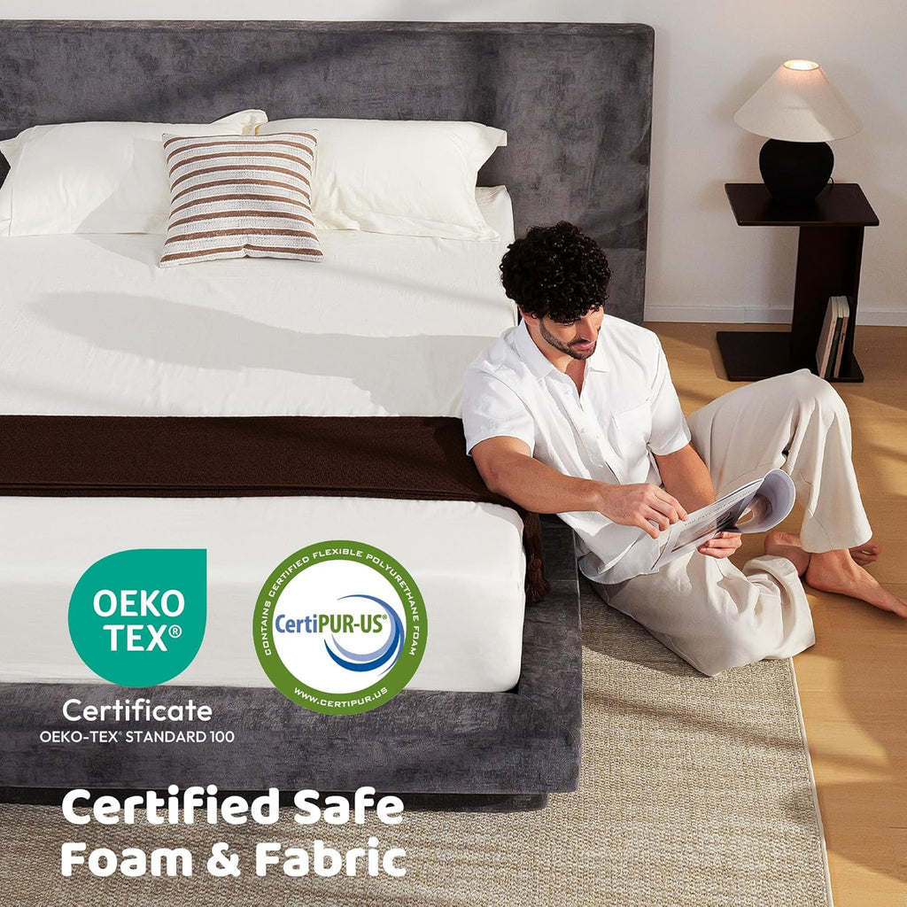 RECCI Cloud King Bed Frame with Extra Wide Headboard, 5 Inch Foam Fully Cushioned Platform, Easy Assembly, No Box Spring Needed