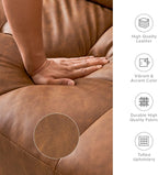 mopio 76.4" Futon Sofa Bed, Couch, Loveseat, Sleeper Sofa, Mid Century Modern Futon Couch, Sofa Cama, Couches for Living Room (Aaron PU, Pecan Brown)