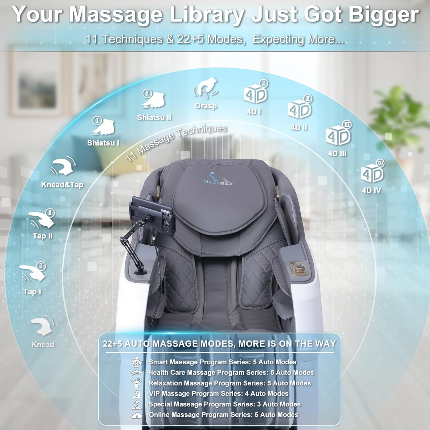 MassaMAX 2026 4D Massage Chair, Full Body Recliner with OTA Cloud Tech, Deep Yoga Stretch, 27 Auto Modes, 55" SL Track, APP & AI Voice Control, Auto Footrest, Zero Gravity, and Heating for Relaxation
