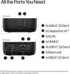 HP USB-C 100W G6 Dock  Future-Proof Design with Ambient LED Lighting and On-Screen Display Notifications  Additional USB-C Ports  Upgraded HDMI 2.1 Port  Upgraded to a 120Hz Refresh Rate