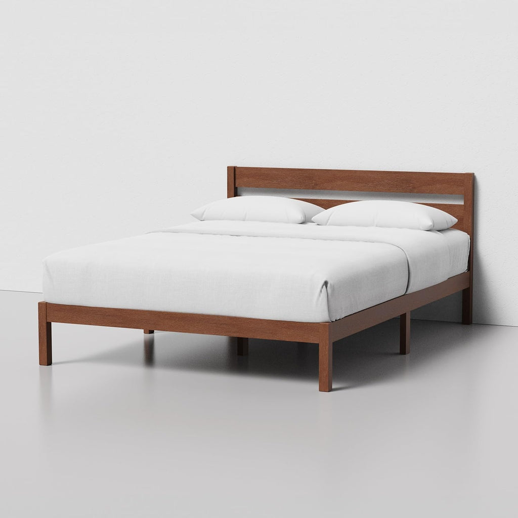 LIFEMENT Queen Classic Wood Platform Bed Frame, Headboard, Essential, Noise Free, Under Bed Storage, No Box Spring Needed, Easy Assembly