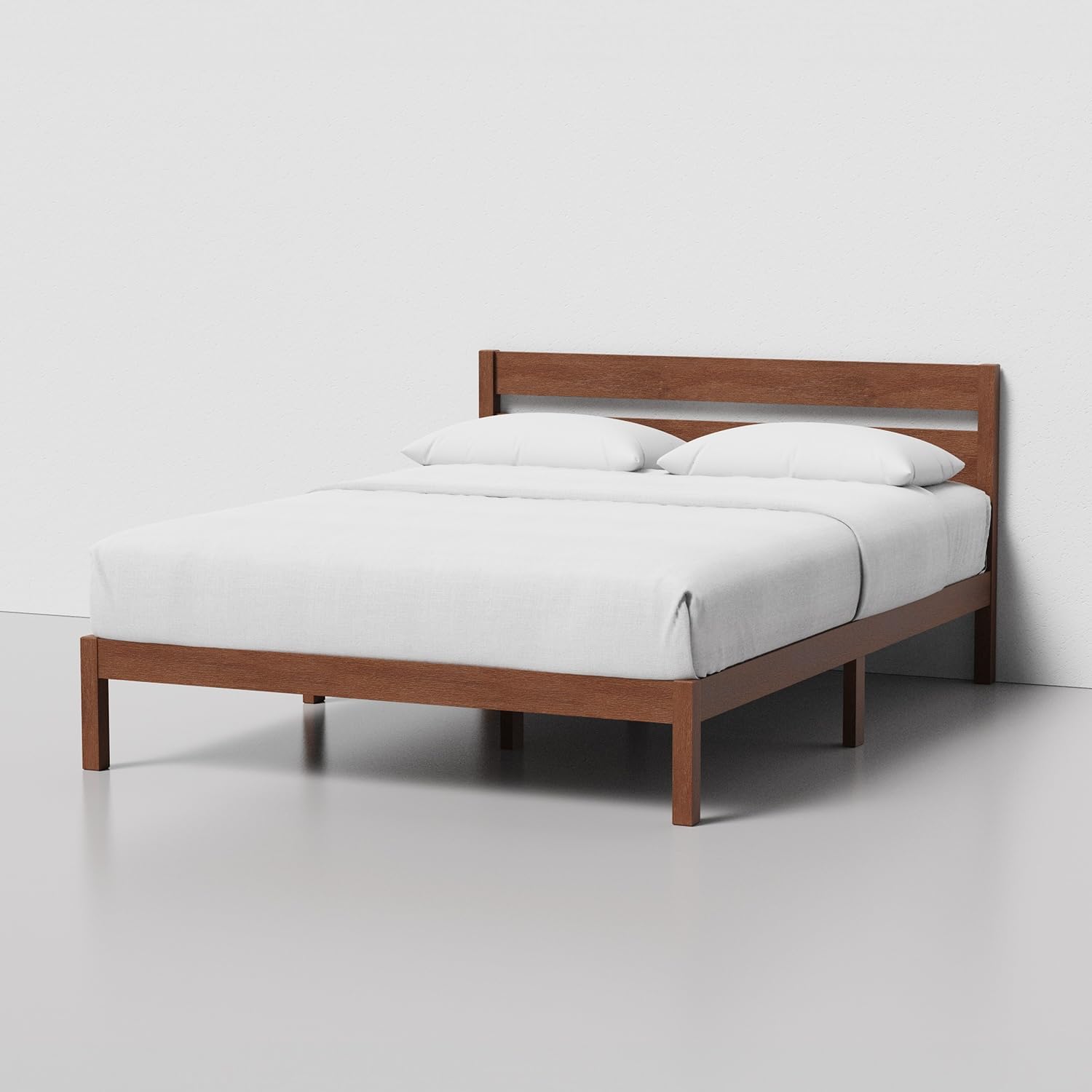 LIFEMENT Queen Classic Wood Platform Bed Frame, Headboard, Essential, Noise Free, Under Bed Storage, No Box Spring Needed, Easy Assembly
