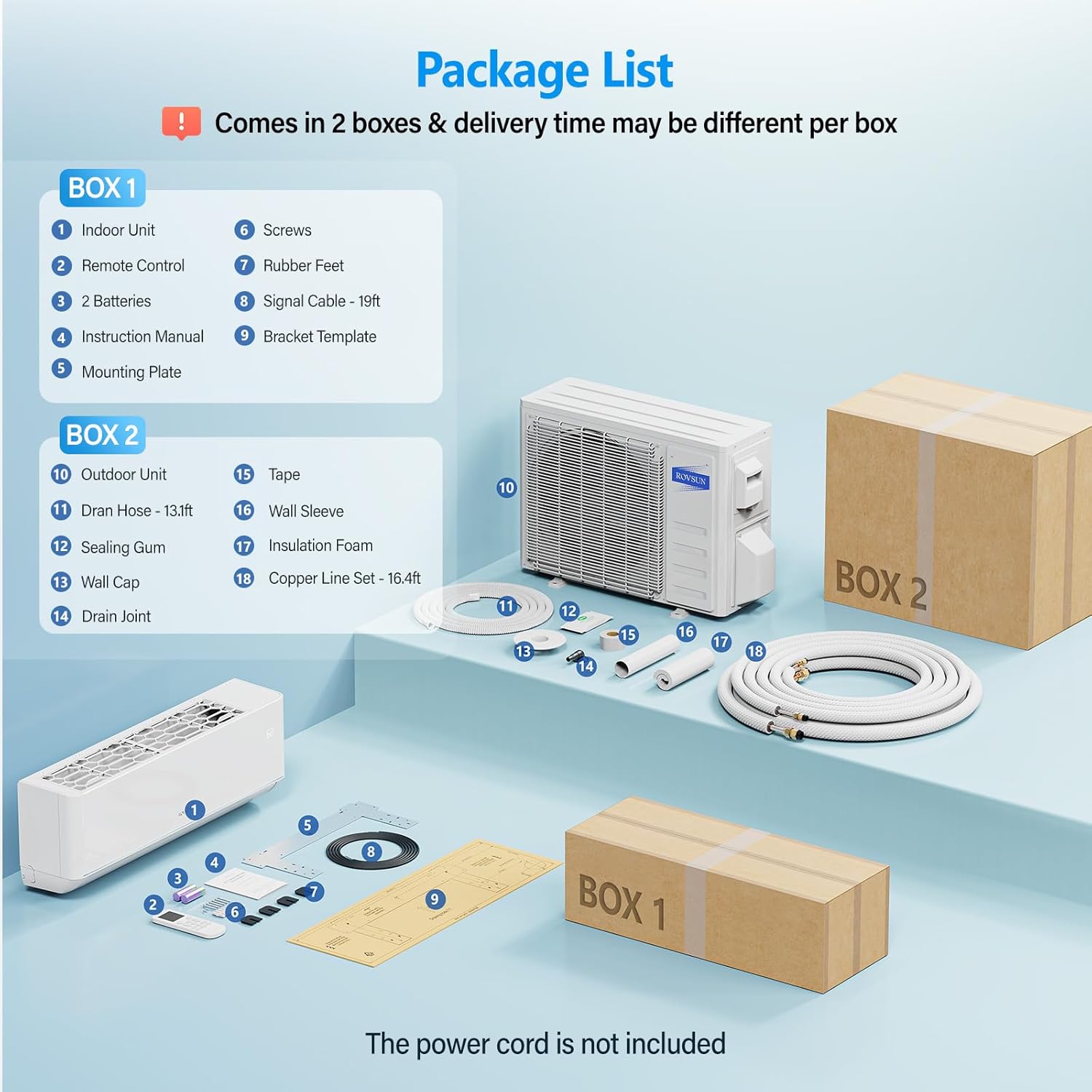 ROVSUN 12,000 BTU Smart WIFI Mini Split AC/Heating System with Inverter & APP Control, 23 SEER2 Ductless Split Air Conditioner with Pre-Charged Condenser, Heat Pump & Installation Kit, 115V