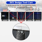 2-Door 2-Shelf Rolling Tool Chest with Stainless Steel Countertop,Tool Chest with Secure Locking System,Mobile Storage Tool Cabinet with 360°Wheels and Padded Feet,for Home,Garage(Black+Blue)