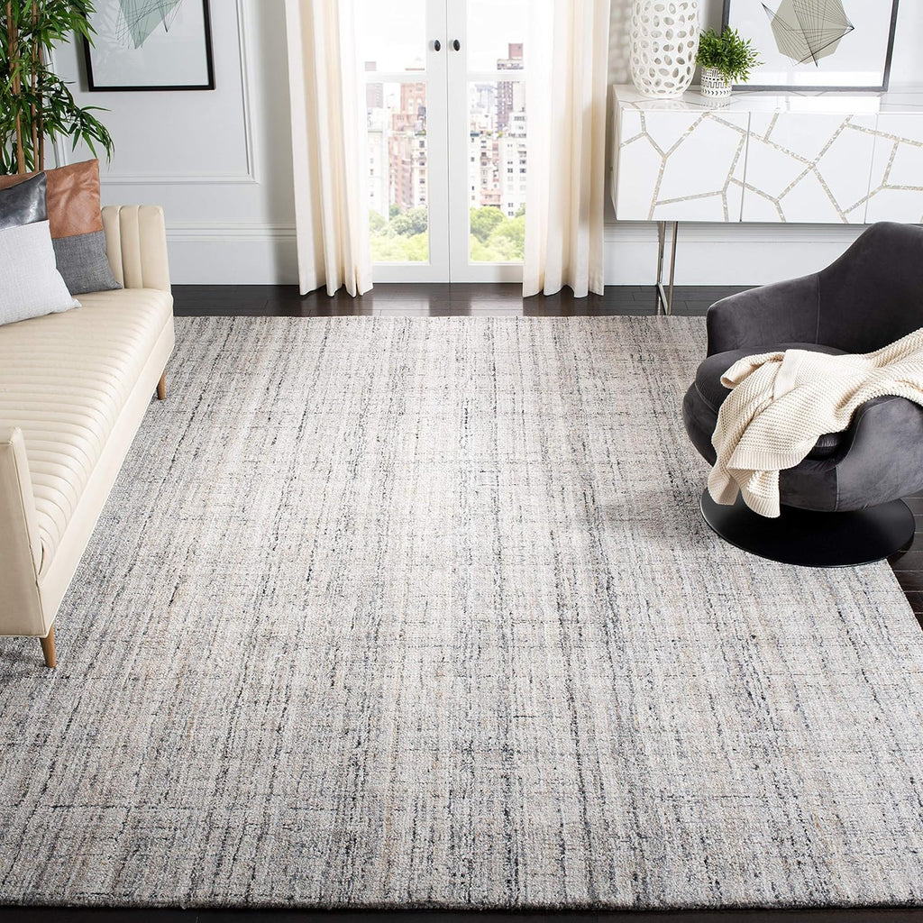 SAFAVIEH Abstract Collection Area Rug - 9' x 12', Camel & Black, Handmade Wool & Viscose, Ideal for High Traffic Areas in Living Room, Bedroom (ABT141C)