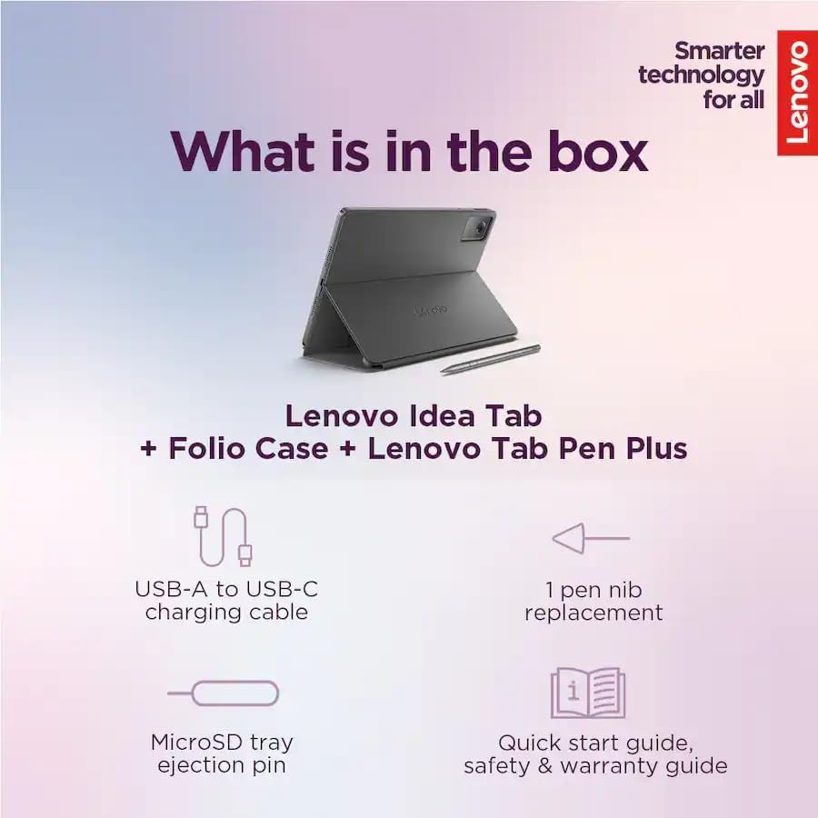 Lenovo Idea Tab 11" Tablet with Pen & Folio Case - Dimensity 6300 / 8GB RAM / 128 GB Storage/Android 15/2.5K / 90 Hz/Luna Grey