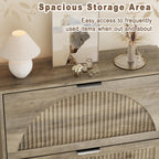Shoe Storage Cabinet with 2 Flip Drawers, Narrow Wood Shoe Organizer Cabinet with Fluted Panel, Slim Shoe Rack for Entryway, Freestanding Shoe Cabinet for Living Room, Hallway, Grey