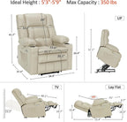 MCombo Dual Motor Power Lift Recliner Chair for Elderly, Lay Flat Lift Chair with Heat and Massage, Cup Holders, USB Ports, Faux Leather 7890 (Cream White, Medium)
