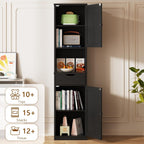 Walsunny Tall Bathroom Storage Cabinet with Freestanding Adjustable Shelves, Narrow Storage Linen Cabinet with 2 Doors and 1 Drawer for Bathroom, Living Room, Kitchen, Black
