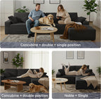 75" Cloud Modular Boneless Couch, L-Shaped Right Facing Chaise Sectional Sofa, Deep Seat Plush Corduroy Upholstery - Memory Foam Comfy Fluffy Couches for Living Room Bedroom, No Assembly Required