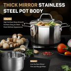 Ciwete 11-Piece Tri-Ply Stainless Steel Pots and Pans Set, 18/10 Stainless Steel Cookware Set with Steamer Insert, Induction Kitchen Cookware Sets with Cool Ergonomic Handles, Dishwasher, Oven Safe