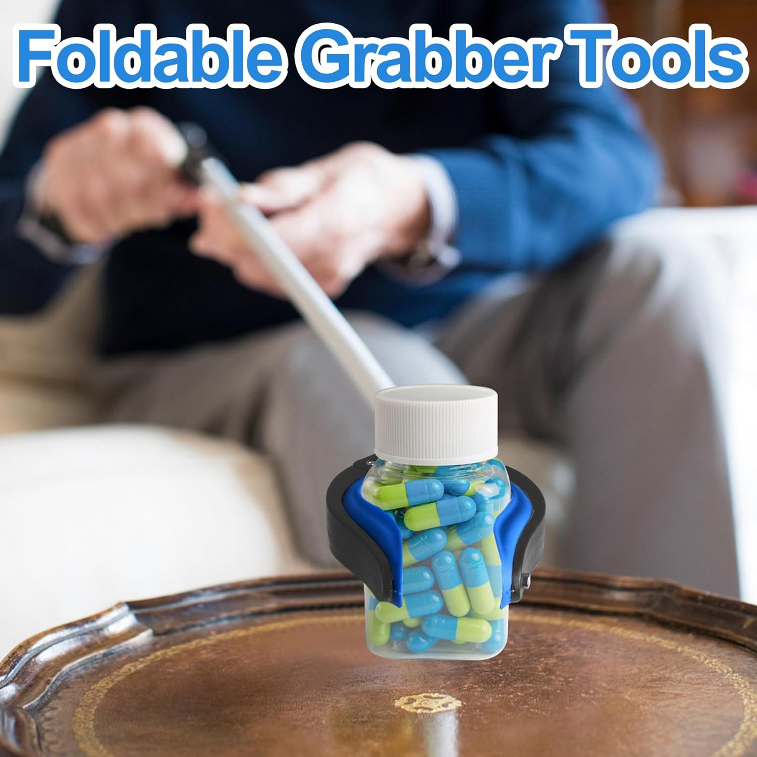 12-Piece Heavy-Duty Trash Collection Tool - 32-Inch Lightweight Telescopic Grabber Ergonomic Handle, Non-Slip Grip | Multi-Purpose Mobility Aid for Seniors