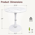 Round Dining Table 27.5" Faux Marble White Tulip Table with Pedestal Base for 2-4 People Small Space - Kitchen Living Room Cafe
