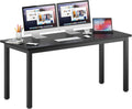 DlandHome Computer Desk, 63 Inch Home Office Desk, Gaming Writing Work from Home Study Desk with Thicken Frame & Large Legroom, Modern Simple Workstation Business Furniture for Home Office, Black