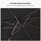 PURPLE LEAF 10' X 6.5' Left-right Tilting Patio Umbrella with Base Outdoor Swivel Cantilever Offset Aluminum Umbrella with Champagne Frame and 360-degree Rotation for Garden Deck Pool, Grey