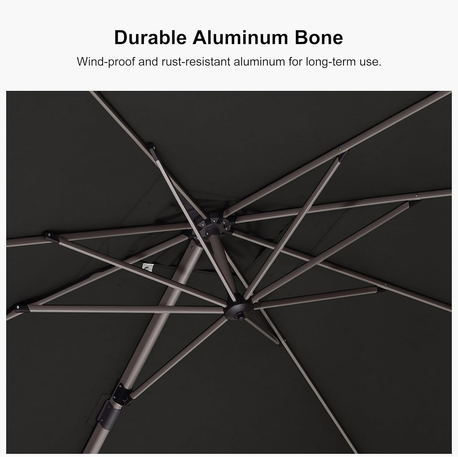 PURPLE LEAF 10' X 6.5' Left-right Tilting Patio Umbrella with Base Outdoor Swivel Cantilever Offset Aluminum Umbrella with Champagne Frame and 360-degree Rotation for Garden Deck Pool, Grey